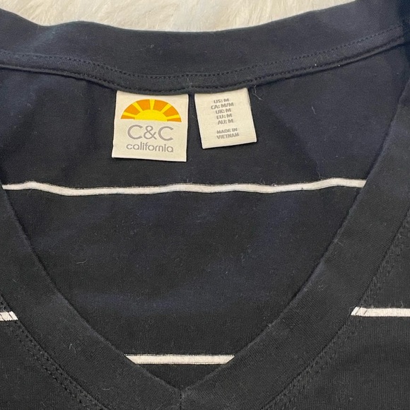 C&C California Dark Blue V-Neck dress with White Stripes - Picture 5 of 6